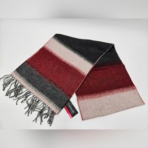 Cashmink V. Fraas BLACK & RED Fringe Winter Scarf Wrap Acrylic Germany Unisex